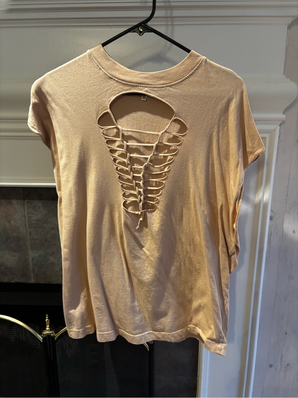 Womens Khaki Cutout Front Short Sleeve Muscle Top